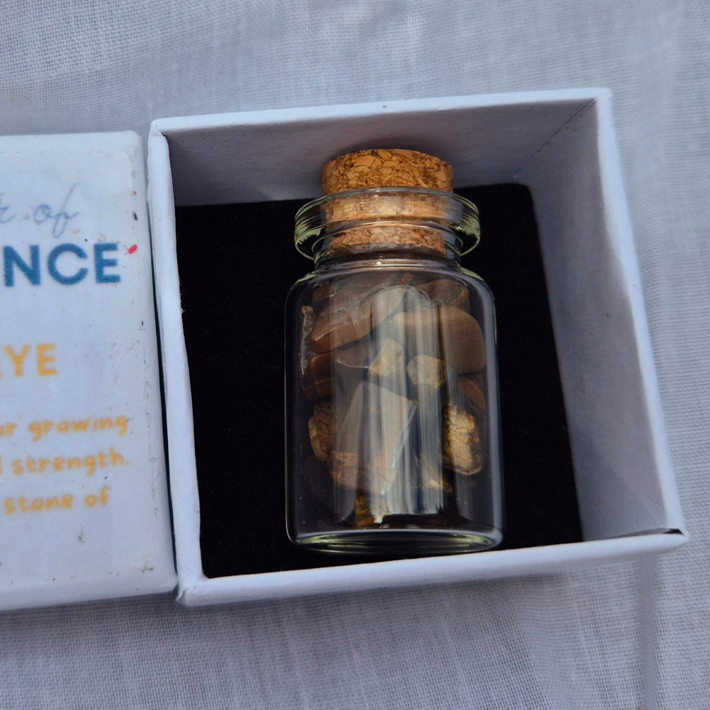 Little Jar of Confidence, filled with powerful Tiger's Eye crystal chips