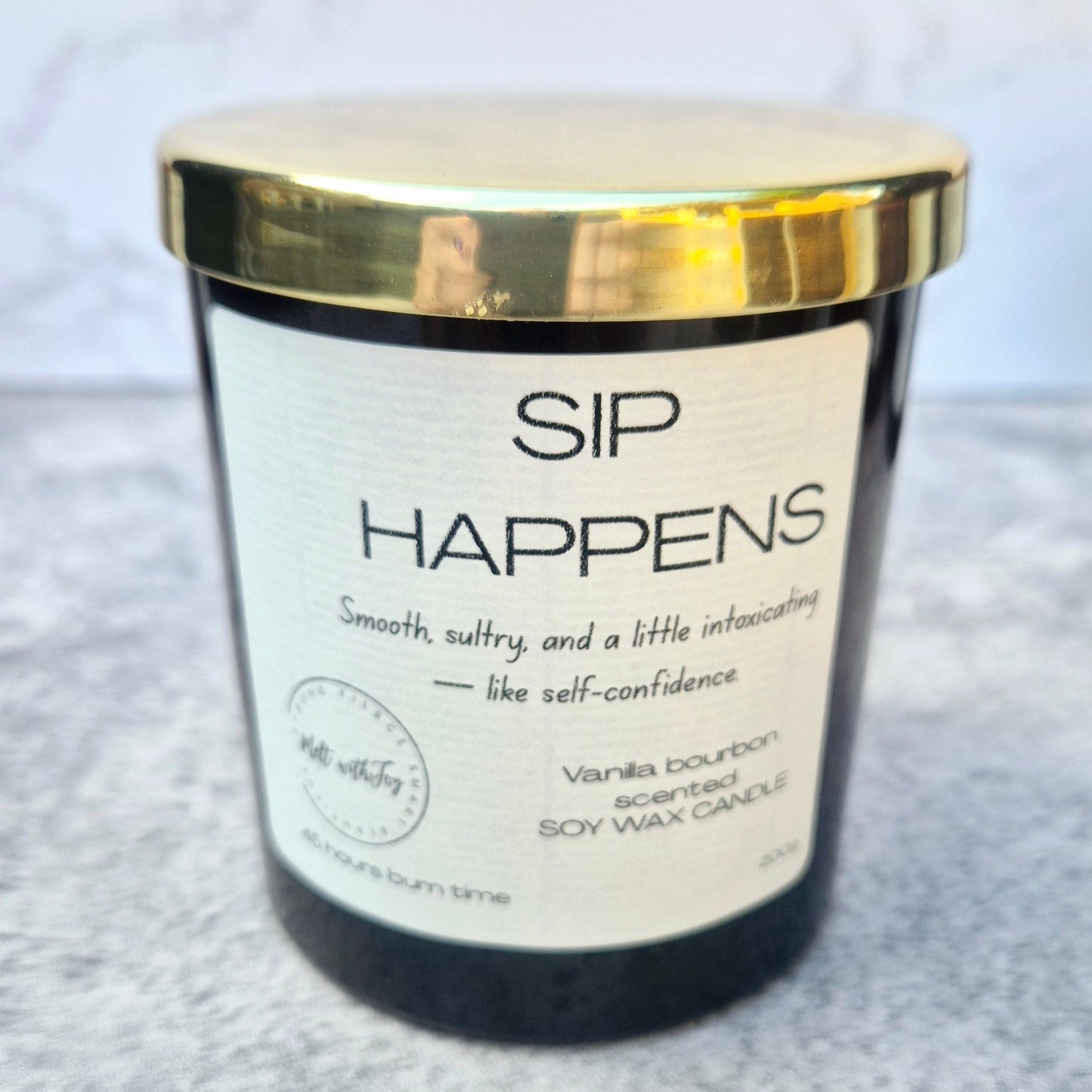 Sip happens candle