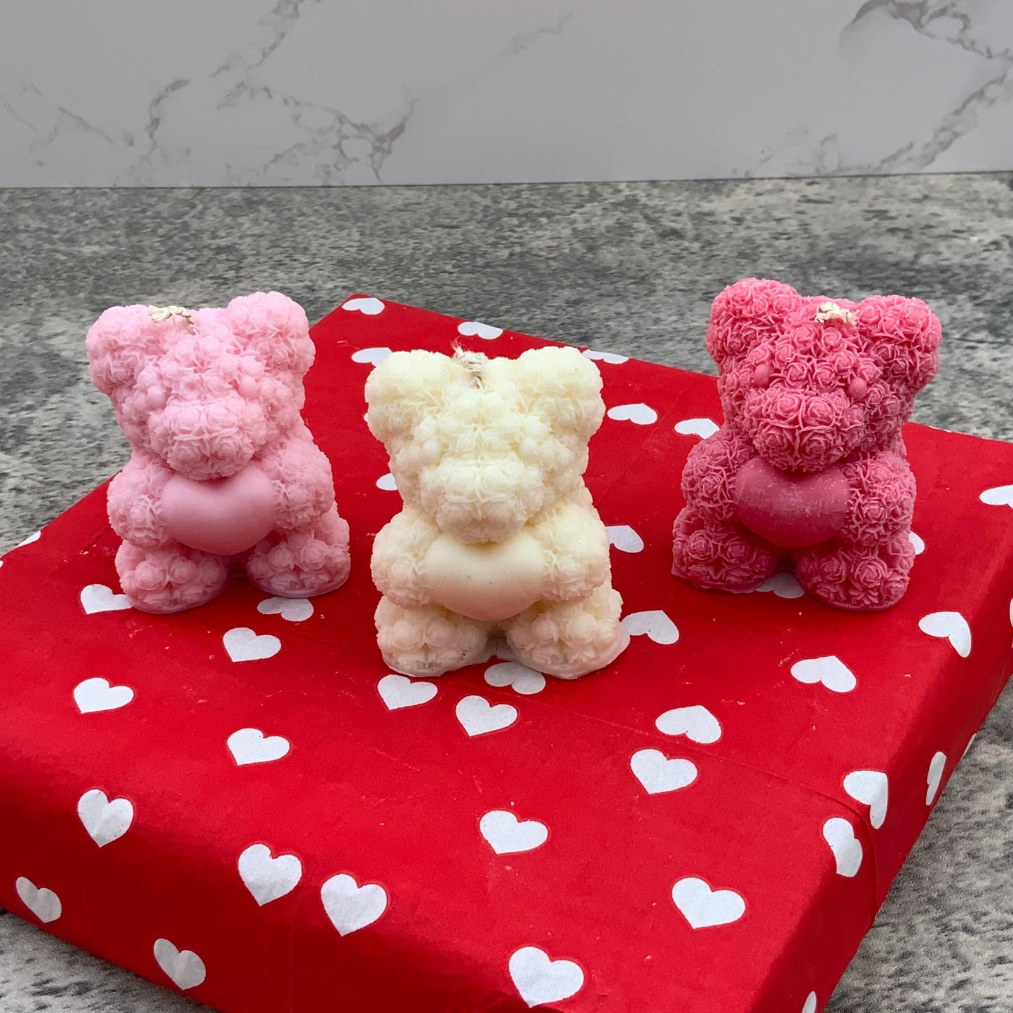 Mini Rose Teddy bear candle set