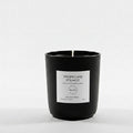 Black candle with a label on a white background