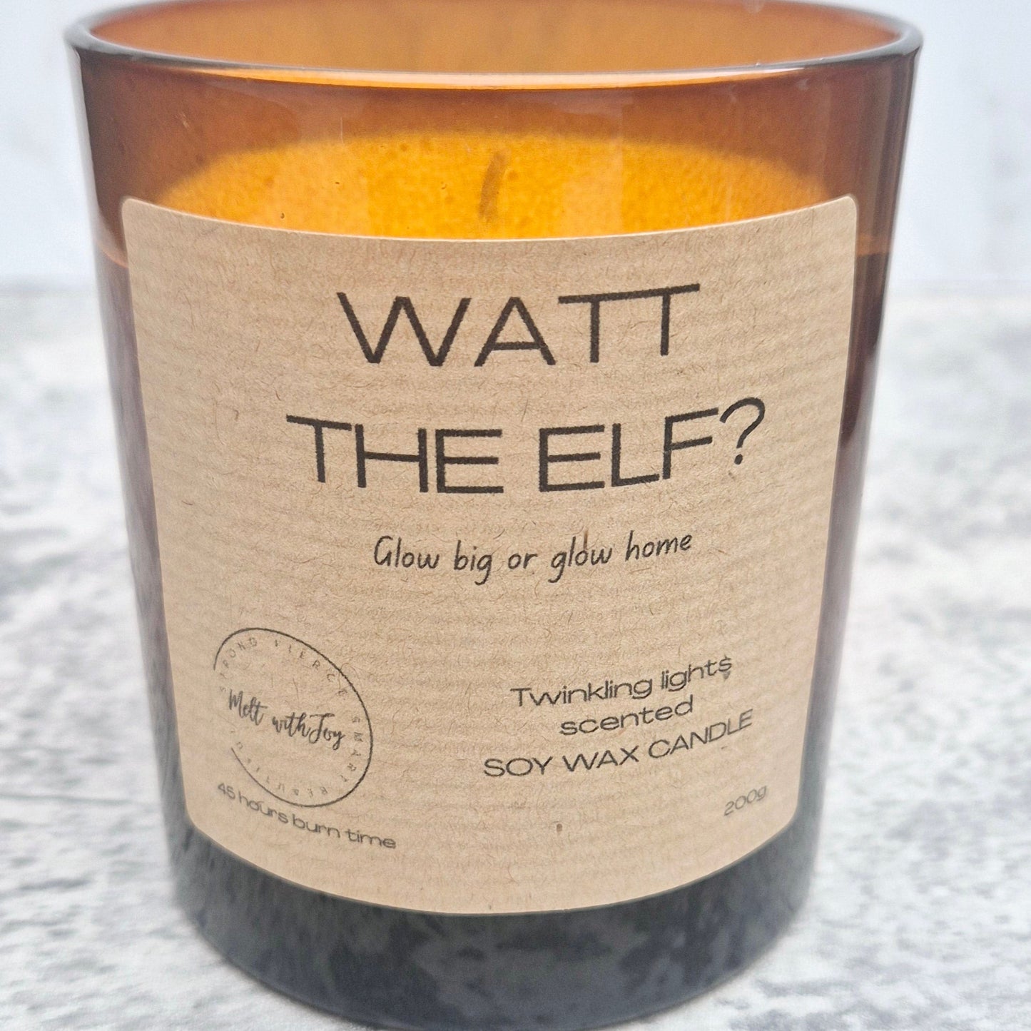 Watt the Elf? Twinkling lights candle