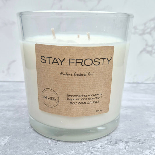 Stay Frosty – Shimmering Spruce & Peppermint 3 wick Candle