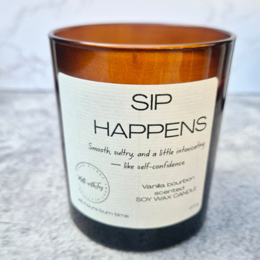 Sip happens candle